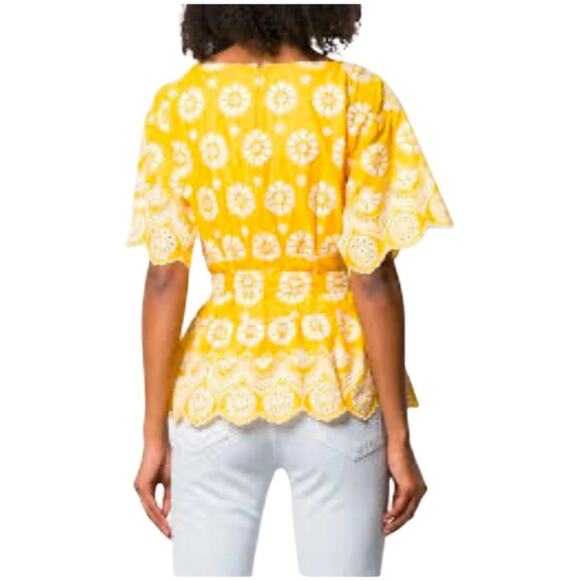 Tory Burch Embroidered Eyelet Top in Sunlight Yellow Size 4 NWOT - Picture 10 of 14